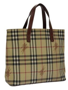 BURBERRY Nova Check Tote Bag PVC Beige Auth